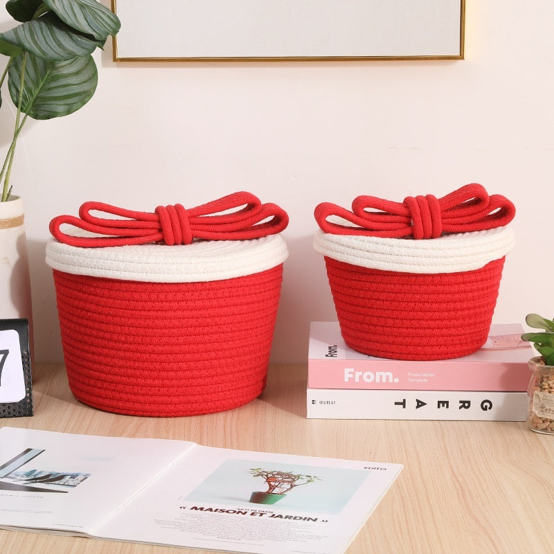 Hand-woven Desktop Storage Basket Sundries Storage Box