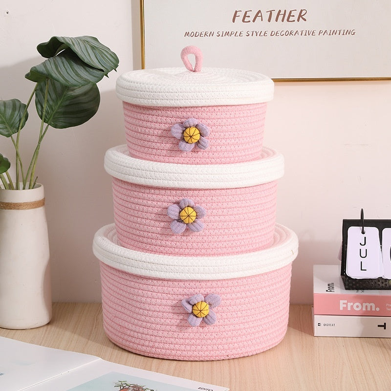 Hand-woven Desktop Storage Basket Sundries Storage Box