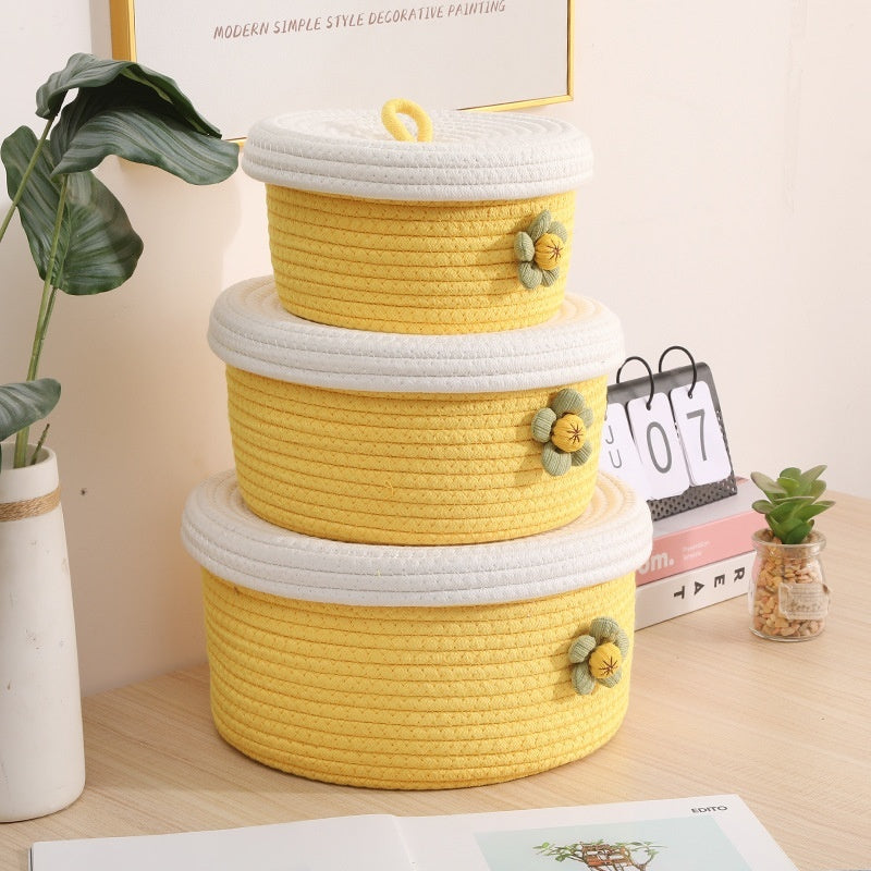 Hand-woven Desktop Storage Basket Sundries Storage Box