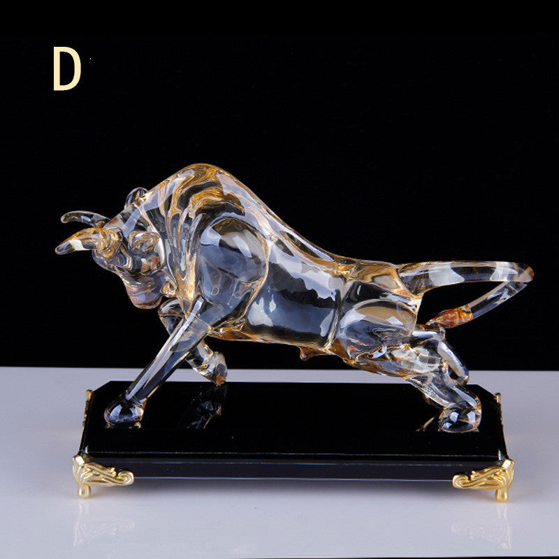 Glass Crystal Cow-shaped Living Room Ornaments