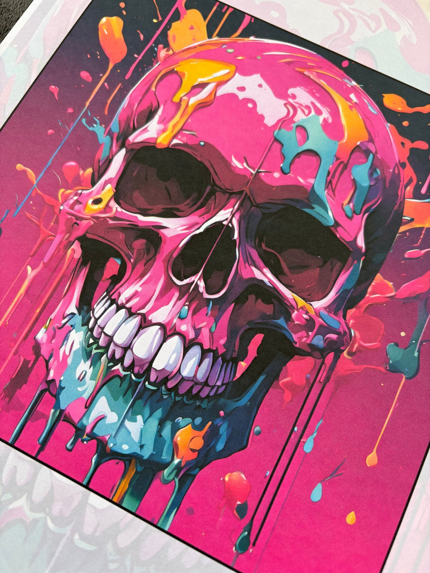 Vibrant Pink Skull Drip Print - Edgy Wall Art - Rebellious Decor, Wall Art, Home Decor, Skull Prints, Pink Skull Prints, Skull Art