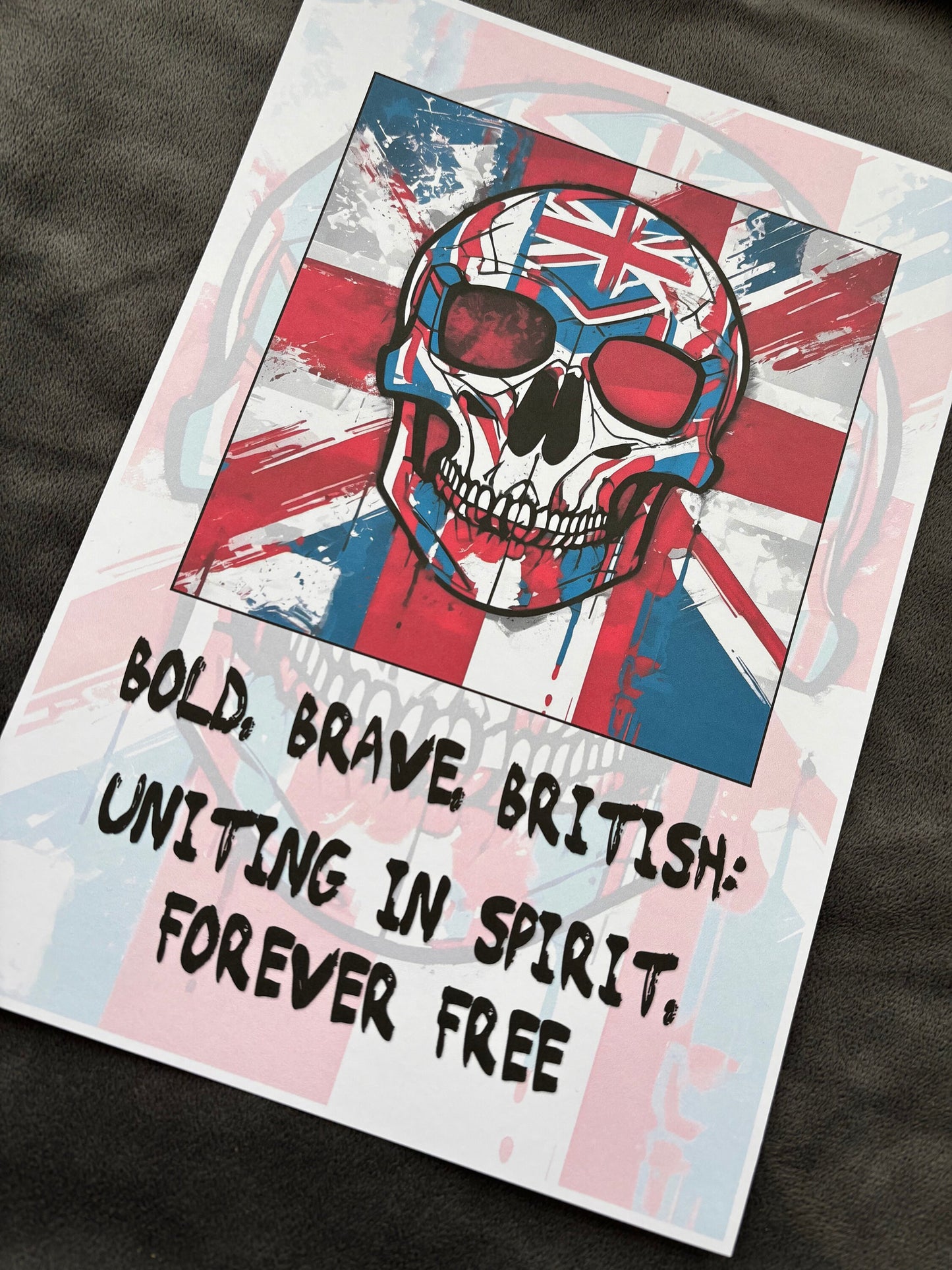 Patriotic Skull with Union Jack Flag Print - British Pride Wall Art, Wall Art, Home Decor, Flag Prints, Patriotic Prints, Union Jack Art