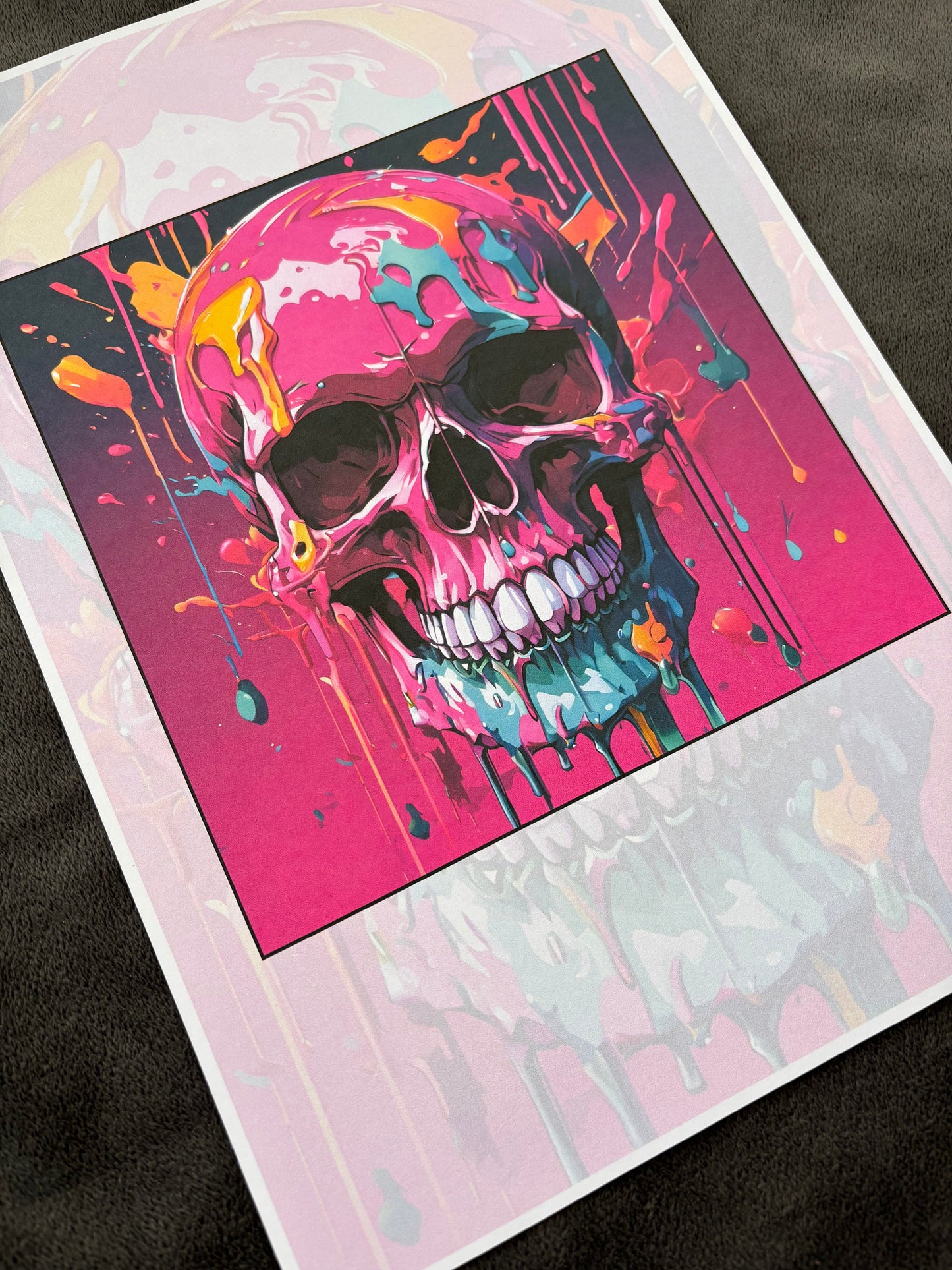Vibrant Pink Skull Drip Print - Edgy Wall Art - Rebellious Decor, Wall Art, Home Decor, Skull Prints, Pink Skull Prints, Skull Art