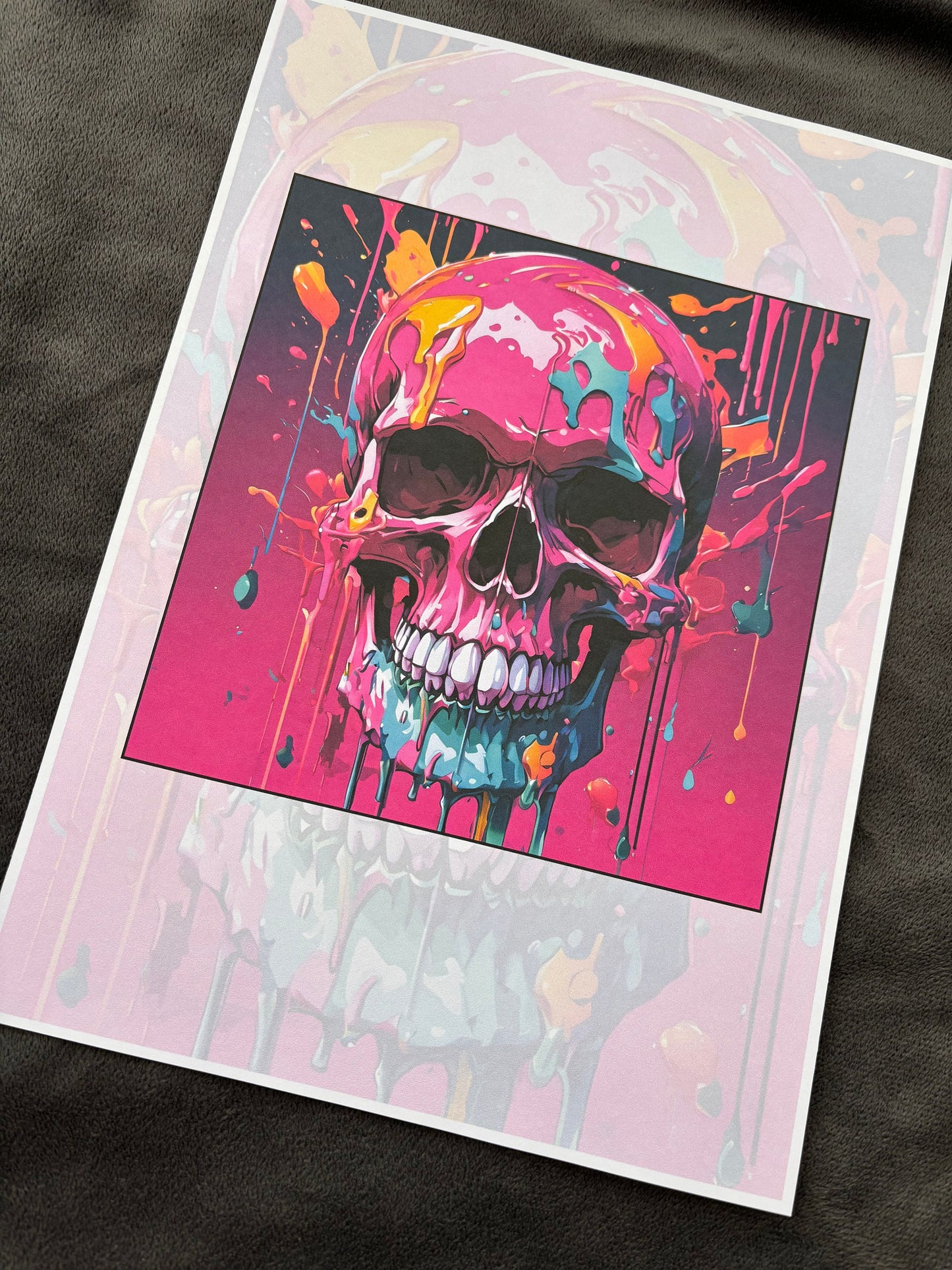 Vibrant Pink Skull Drip Print - Edgy Wall Art - Rebellious Decor, Wall Art, Home Decor, Skull Prints, Pink Skull Prints, Skull Art