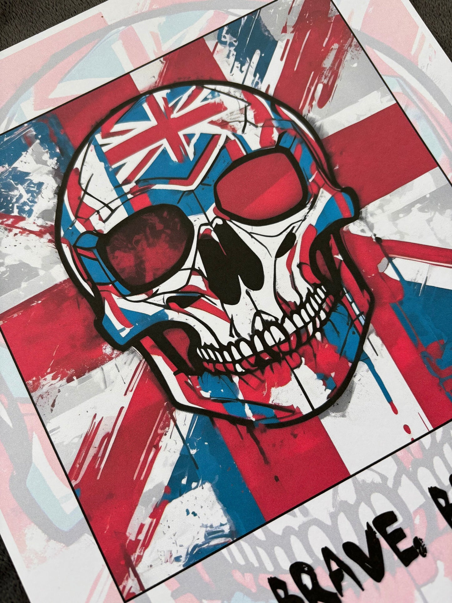 Patriotic Skull with Union Jack Flag Print - British Pride Wall Art, Wall Art, Home Decor, Flag Prints, Patriotic Prints, Union Jack Art