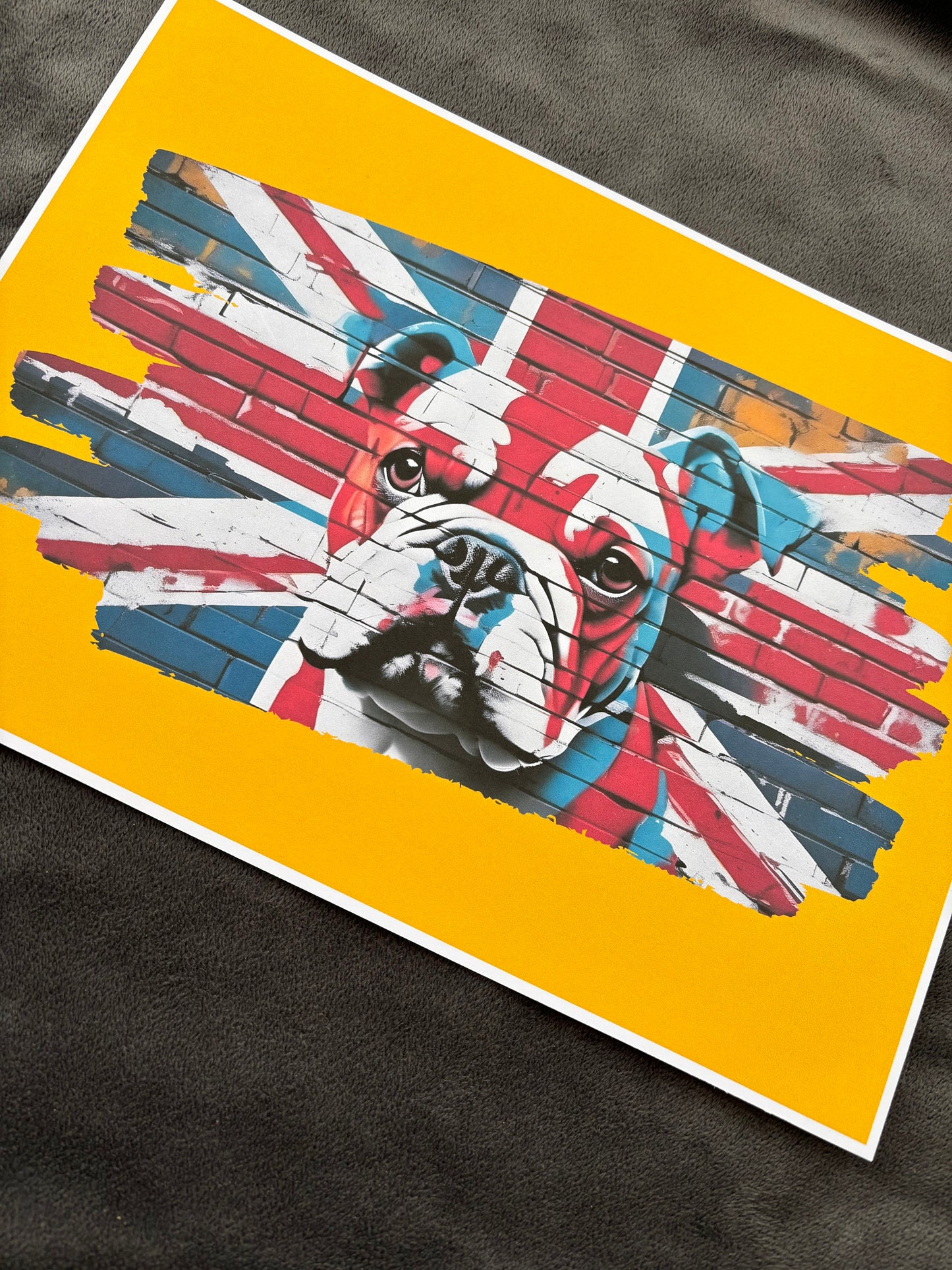 Patriotic Union Jack Flag with British Bulldog Print - UK Pride Wall Art, Wall Art, Home Decor, Patriotic Prints, Dog Prints, Union Jack Art