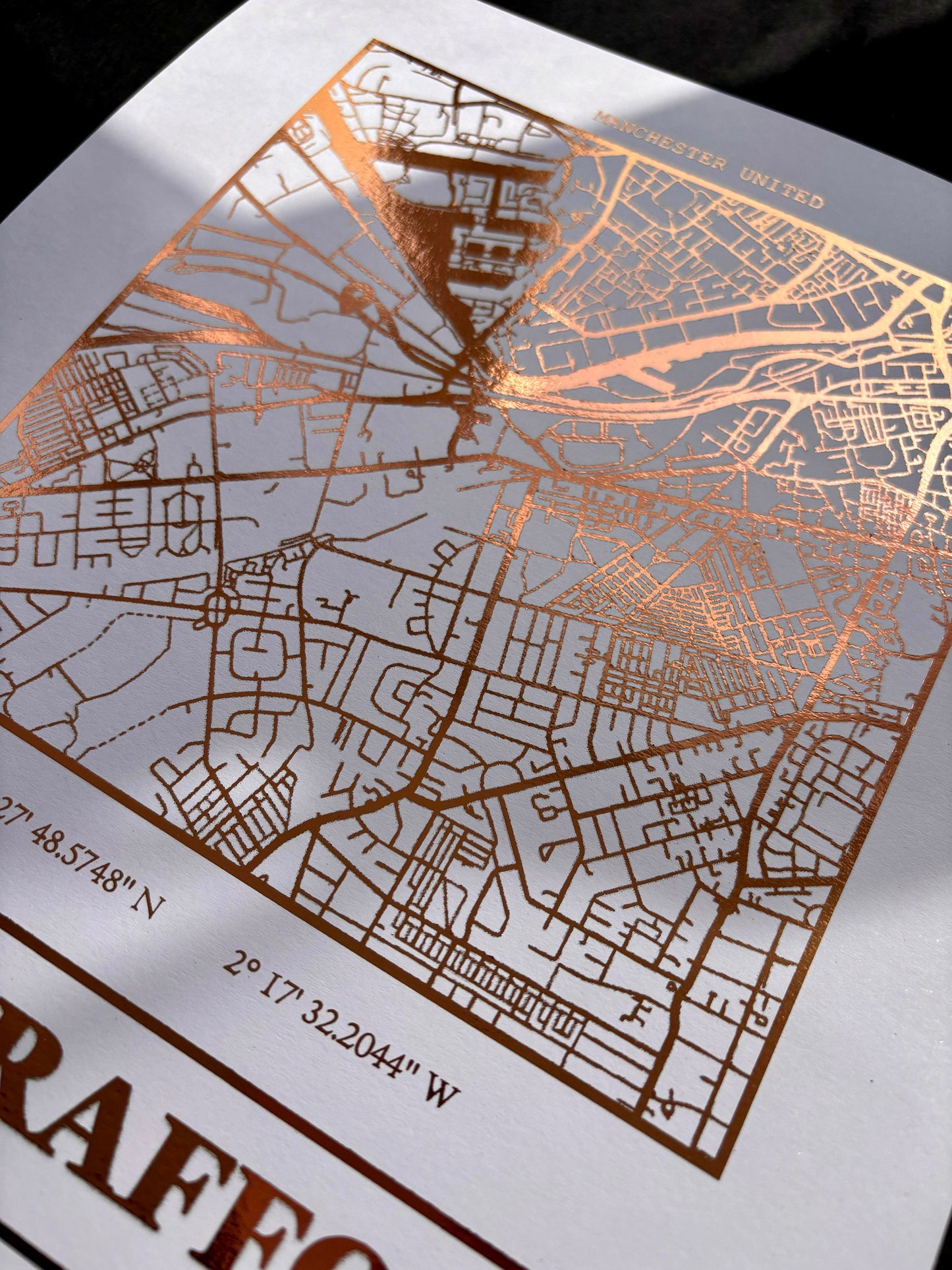 Old Trafford Foil Map Print, Manchester United