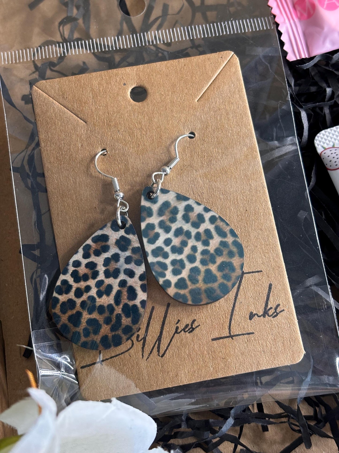 Leopard Print Earrings & Lipstick Holder Gift Set
