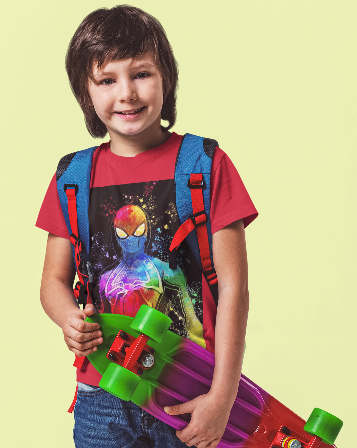 Dive into the world of Spider-Man with our kids brush print t-shirt, a dynamic blend of superhero style and unbeatable comfort. Crafted for ultimate comfort, this unisex soft-style t-shirt redefines casual wear. Made from luxuriously soft materials, the tee boasts 100% ring-spun cotton for solid colours, providing a blend of comfort and durability. The shoulders have twill tape for improved durability.