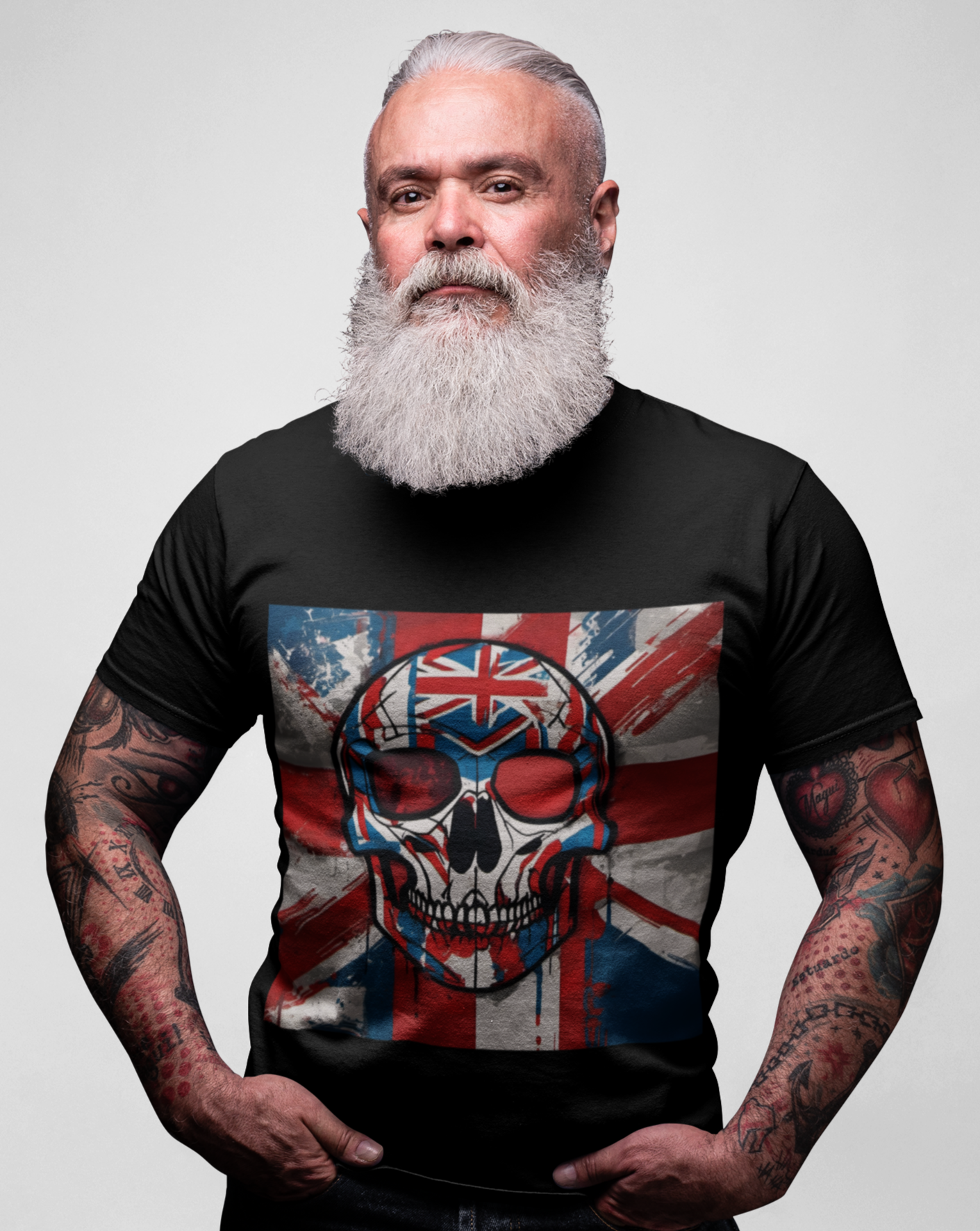 Here is our skull and Union Jack brush print t-shirt, a dynamic blend of patriotic style and unbeatable comfort. Crafted for ultimate comfort, this unisex soft-style t-shirt redefines casual wear. Made from luxuriously soft materials, the tee boasts 100% ring-spun cotton for solid colours, providing a blend of comfort and durability.