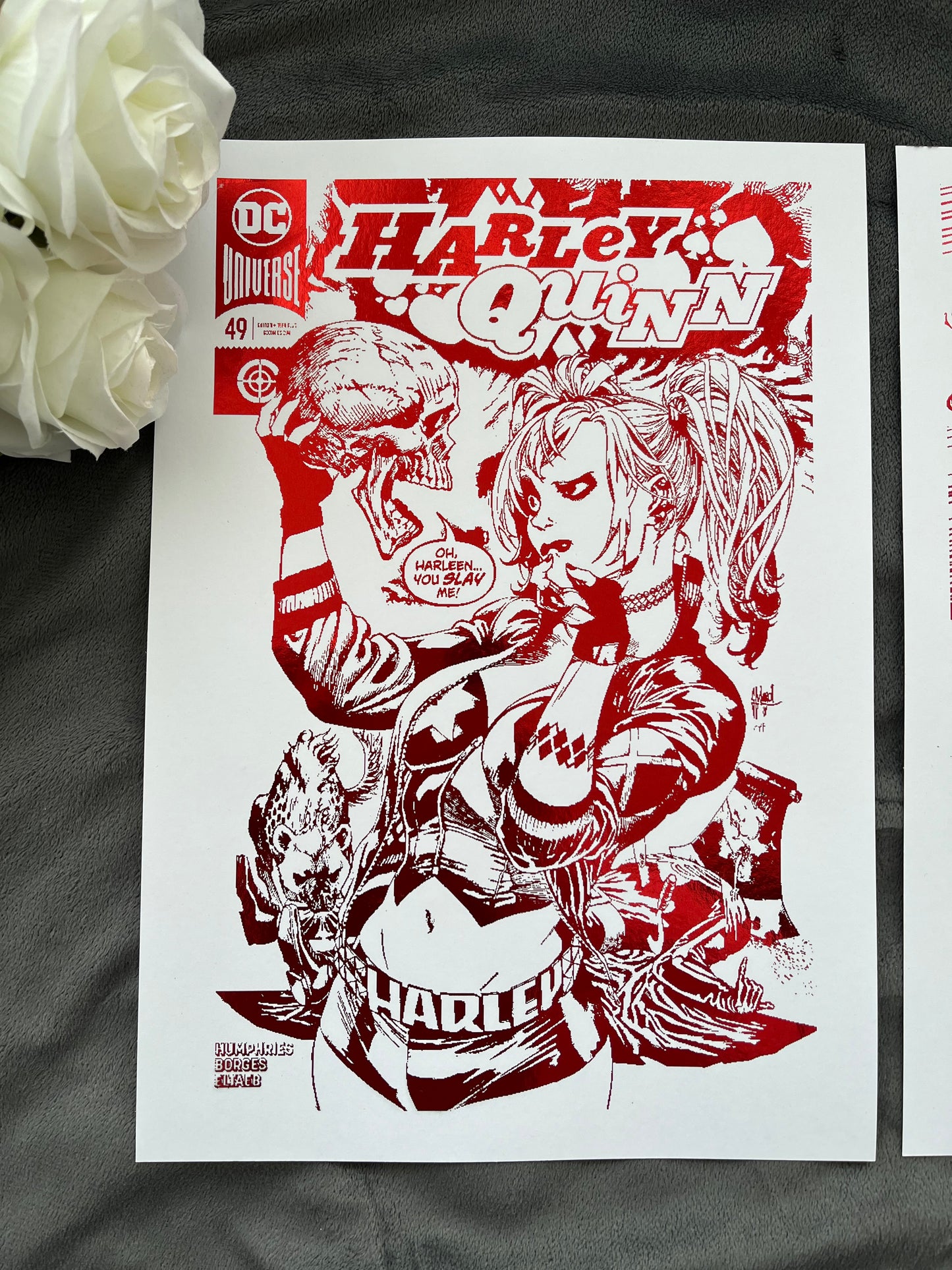 Set of 2 Harley Quinn Foil Prints Red