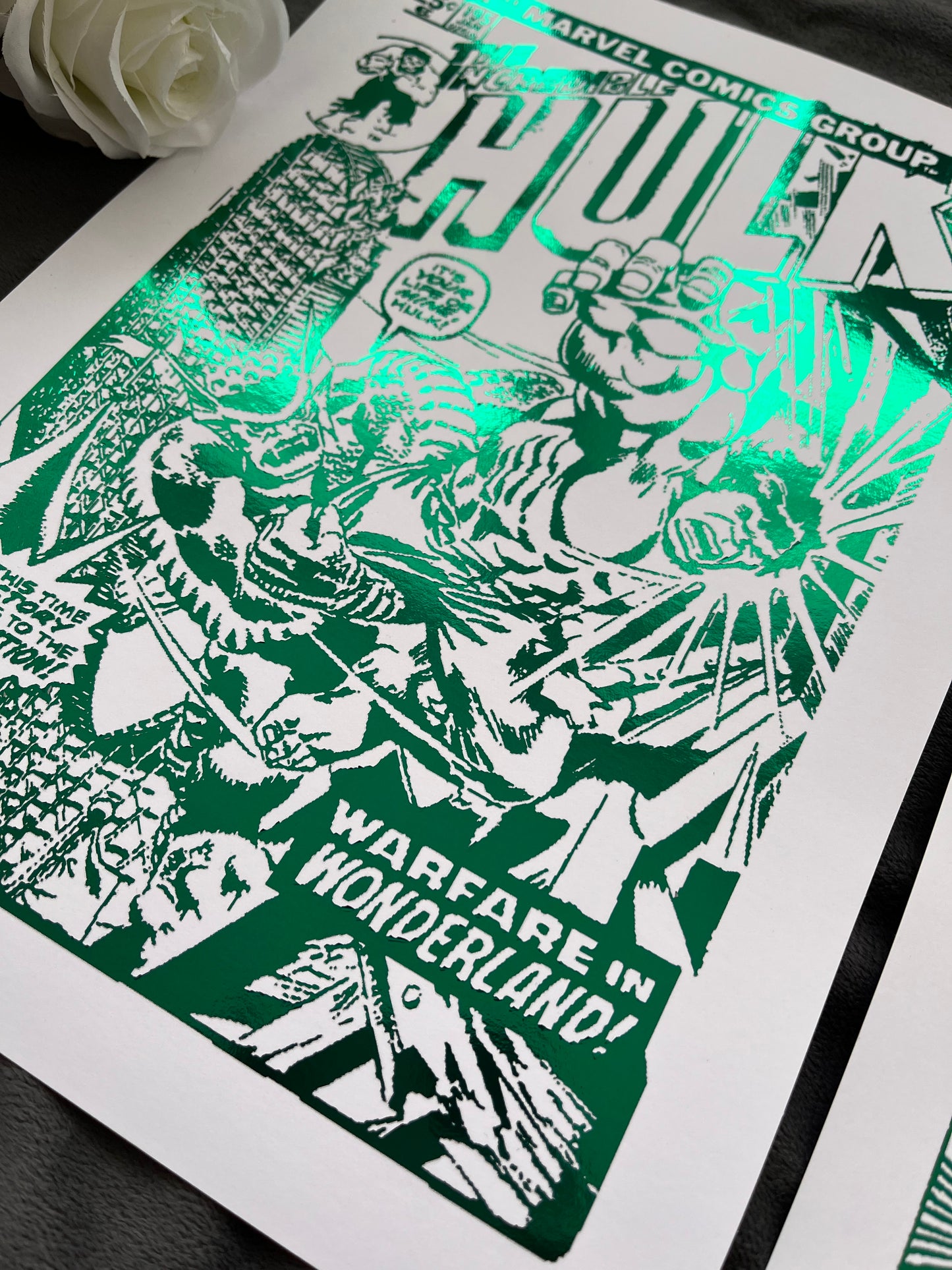 Set of 2 Hulk Comic Cover & Comic Strip Foil Prints