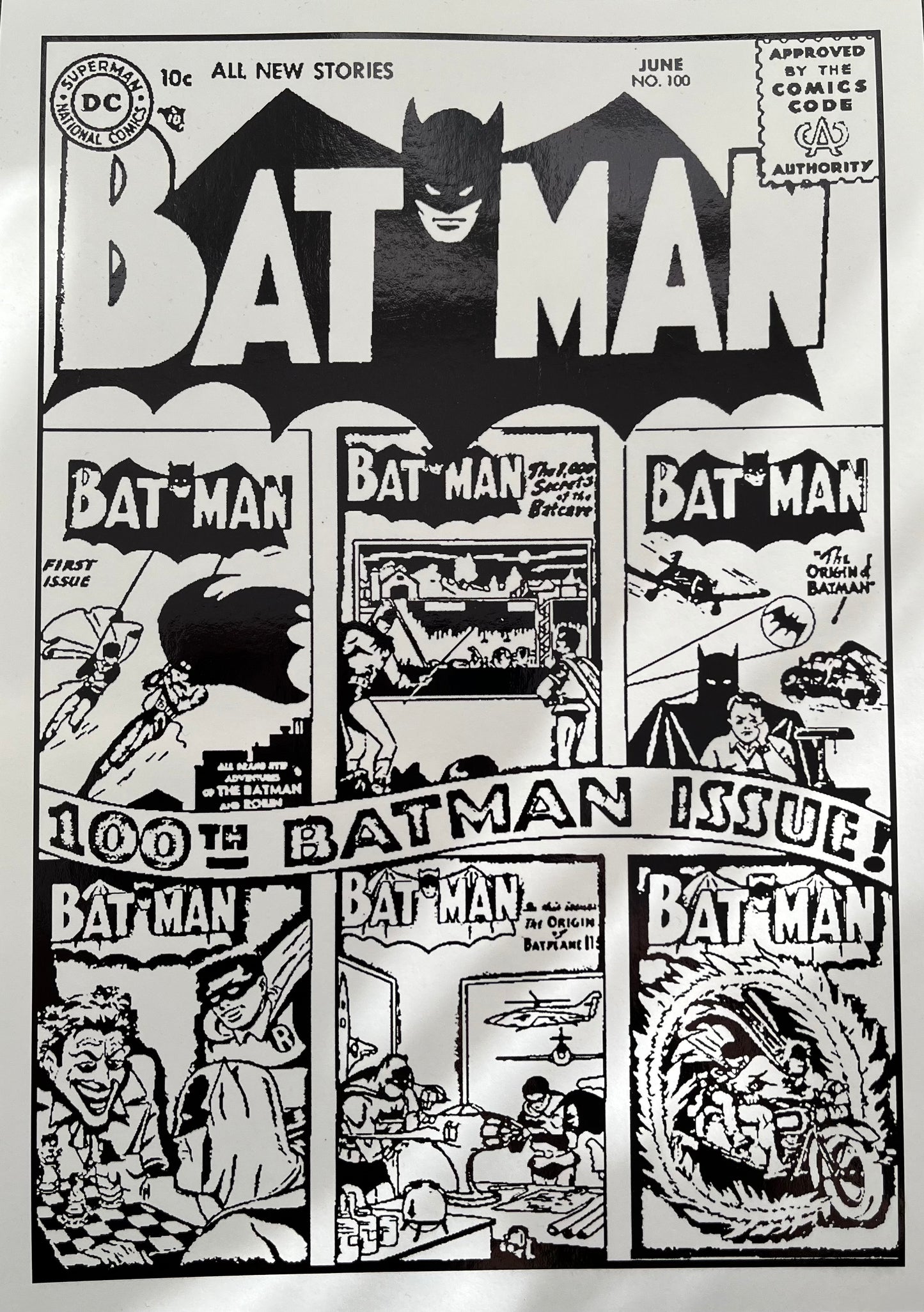 Set of 2 Batman Comic Cover & Comic Strip Foil Prints