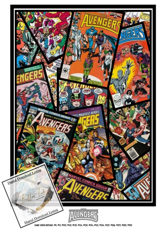 The Avengers Comic Cover Collage Digital Download