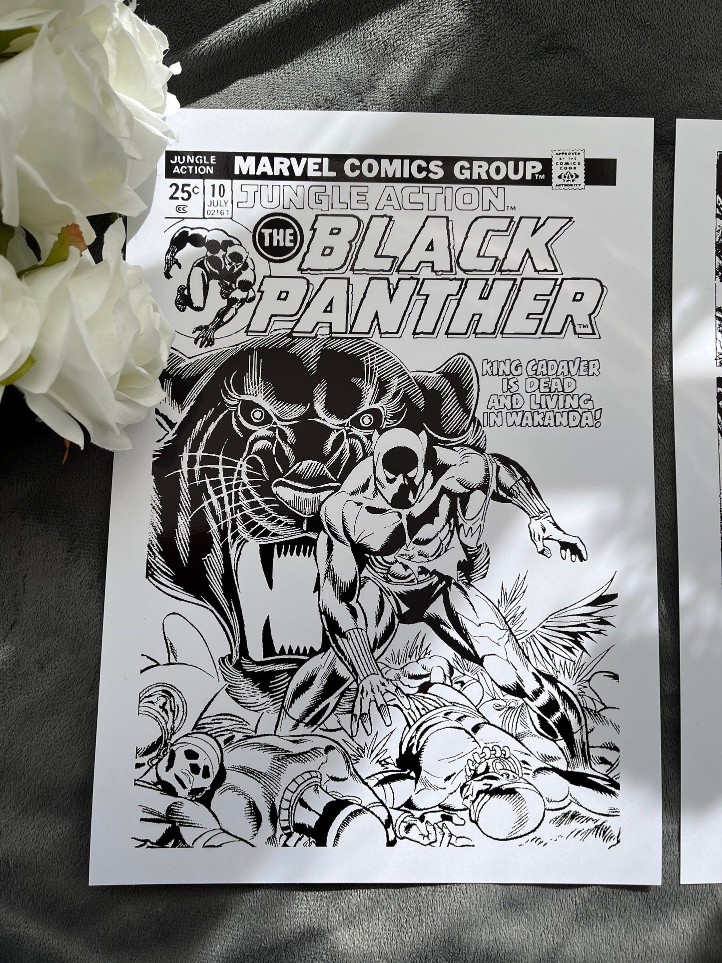 Set of 2 Black Panther Comic Cover & Comic Strip Foil Print
