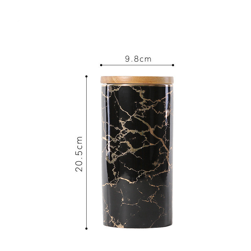 Kitchen Ceramic Snack Storage Box Storage Tank Marble Grain Storage Tank