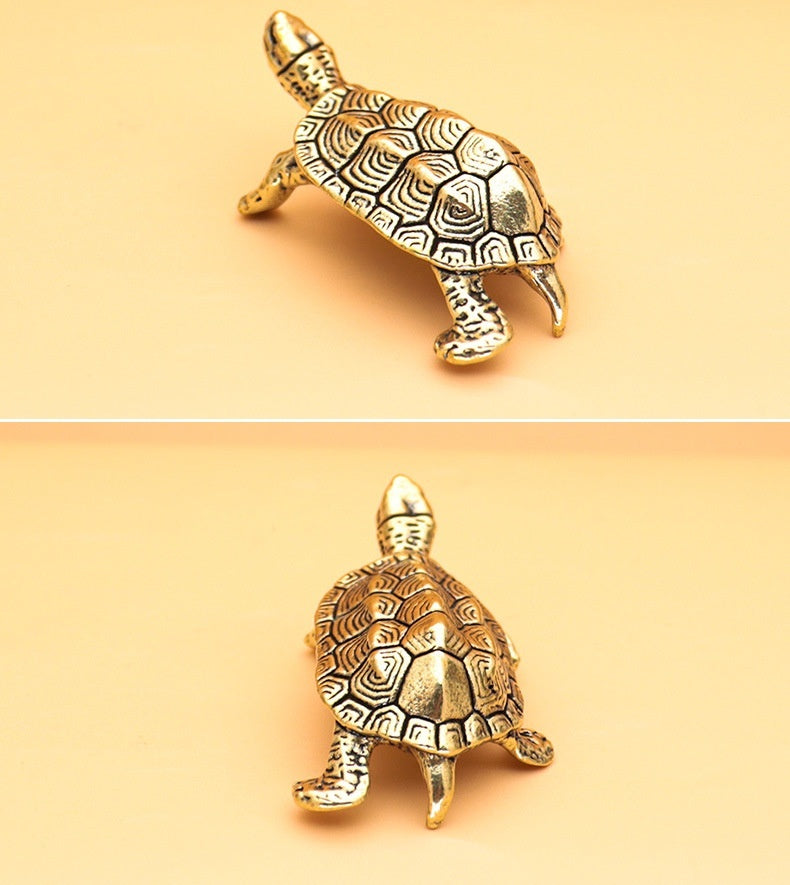 Longevity Turtle Ornaments Brass Vintage Tea Ornaments