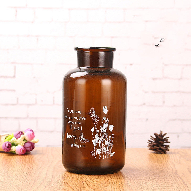 Transparent Brown Living Room Decoration Floral Ornaments