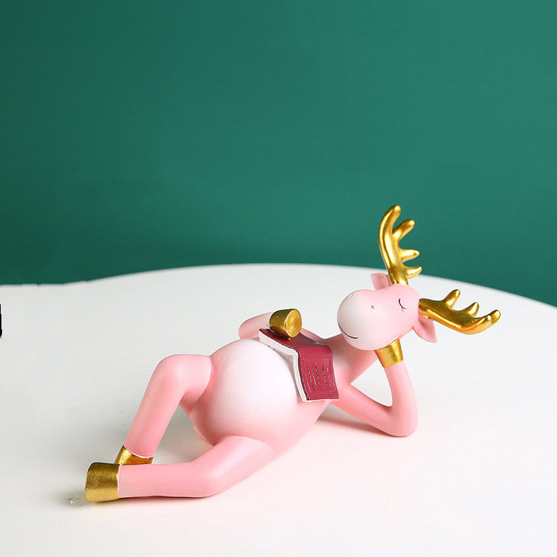 Simple Reading Elk Ornaments Home Living Room