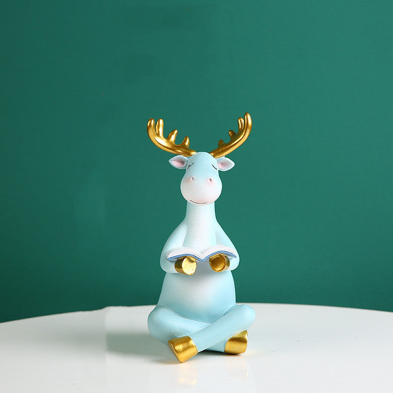 Simple Reading Elk Ornaments Home Living Room