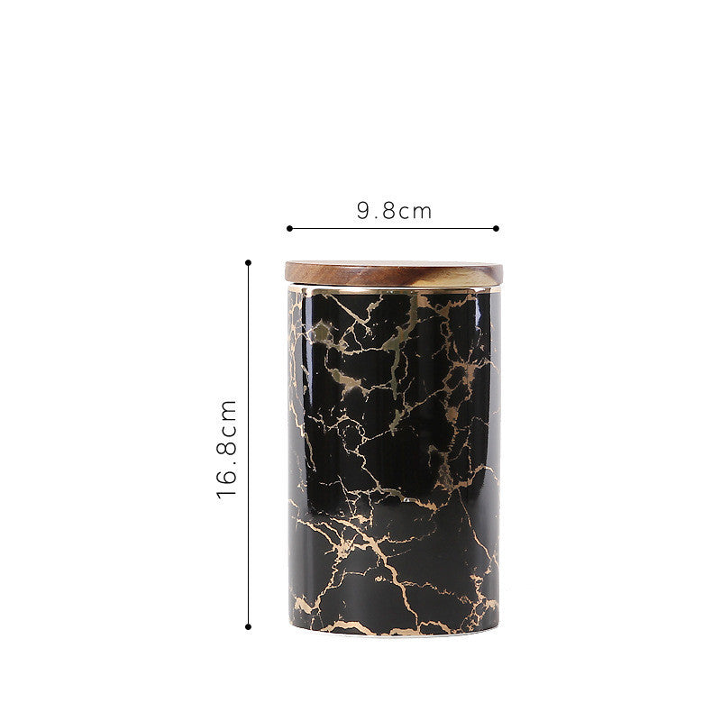 Kitchen Ceramic Snack Storage Box Storage Tank Marble Grain Storage Tank