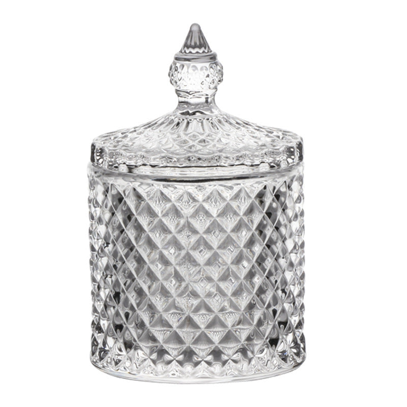 Puff Storage Box Bathroom Cotton Swab Storage Box Dressing Table Jewelry Glass Storage Jar