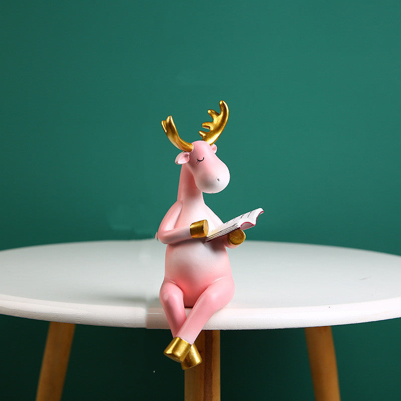 Simple Reading Elk Ornaments Home Living Room