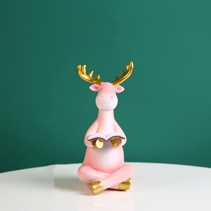 Simple Reading Elk Ornaments Home Living Room