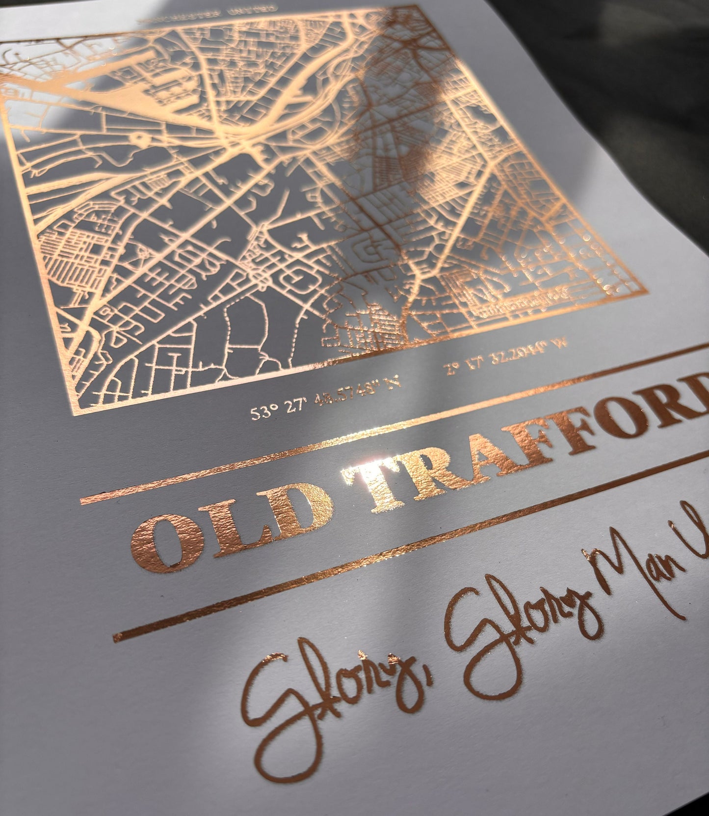 Old Trafford Foil Map Print, Manchester United