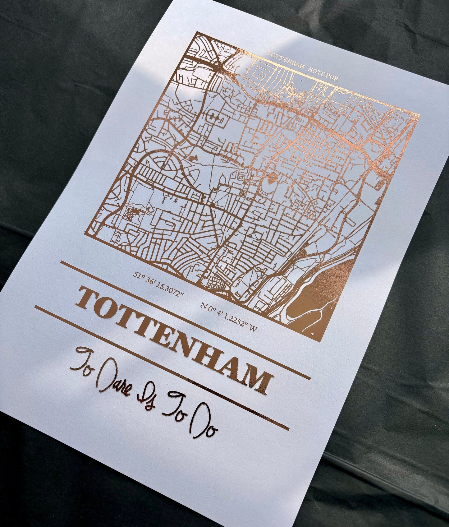 Tottenham Hotspur Foil Map Print, Tottenham