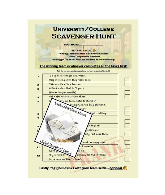 Looking for a fun and exciting way to spend your day at university/college? Look no further! Our University/College Scavenger Hunt is the perfect activity for a group of friends looking for an action-packed day.